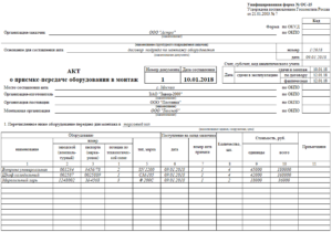 Акт о приеме-передаче оборудования в монтаж по форме ОС-15