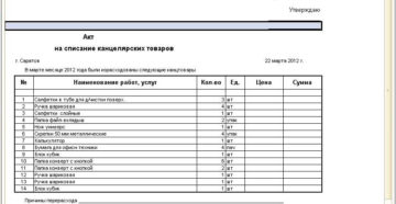 Перечень канцелярских товаров для офиса образец